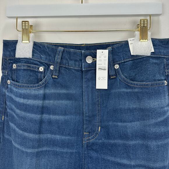 J. Crew Denim Trouser 1996 Semi Stretch High Rise Wide Leg Jean Blue US 27 NWT - Picture 7 of 13